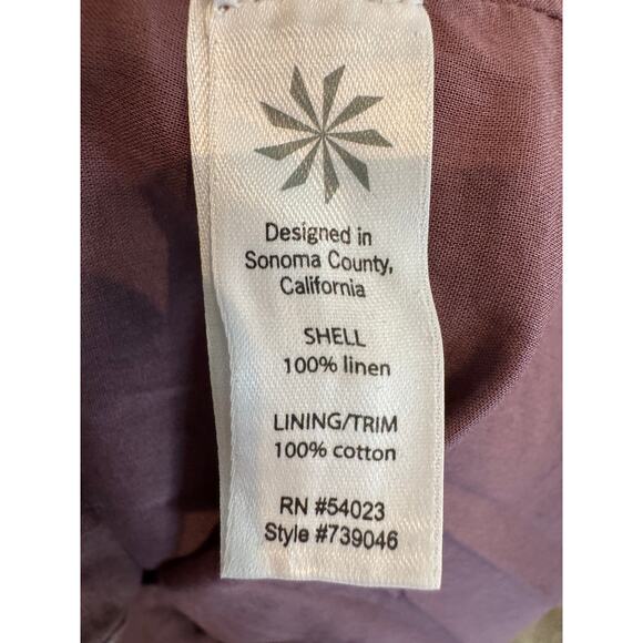 Athleta Deep Burgundy Linen Blend Tunic Dress Bohemian 3/4 Sleeve - Picture 6 of 8